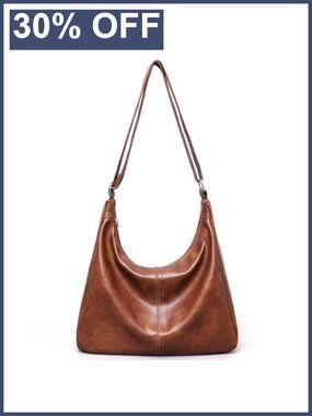 Slouchy Vegan Leather Hobo Shoulder Bag Crossbody Tote Zipper Purse